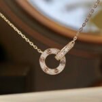 [Eternal Jewelry]LOVE 7.6MM NECKLACE ROSE GOLD AND SILVER  FULL DIAMOND - 图片 3