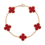 [Eternal Jewelry]CLOVER 5 MOTIFS RED AGATE  BRACELET - 图片 11