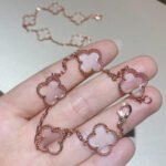 [Eternal Jewelry]CLOVER 5 MOTIF ROCK CRYSTAL PINK GOLD BRACELET - 图片 8