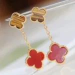 [Eternal Jewelry]CLOVER  2 MOTIF  TIGER EYE CARNELIAN EARRINGS - 图片 3