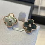 [Eternal Jewelry]CLOVER MEDIUM 1 MOTIFS GRAY MOP  DIAMOND EARRINGS - 图片 2