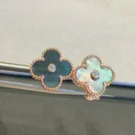 [Eternal Jewelry]CLOVER MEDIUM 1 MOTIFS GRAY MOP  DIAMOND EARRINGS