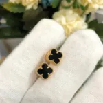 [Eternal Jewelry]CLOVER MINI 9.5MM BLACK MOP EARRINGS - 图片 2