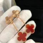 [Eternal Jewelry]CLOVER 2 MOTIF  LASER CARNELIAN EARRINGS - 图片 3