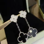 [Eternal Jewelry]CLOVER 2 MOTIFS  DIAMOND ONYX EARRINGS SILVER - 图片 11