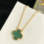 [Eternal Jewelry]CLOVER 15MM MALACHITE SINGLE FLOWER  NECKLACE
