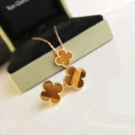 [Eternal Jewelry]CLOVER MEDIUM 1 MOTIFS TIGER EYE EARRINGS - 图片 3
