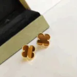 [Eternal Jewelry]CLOVER MEDIUM 1 MOTIFS TIGER EYE EARRINGS