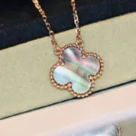 [Eternal Jewelry]CLOVER 15MM  GRAY MOTHER OF PEARL NECKLACE