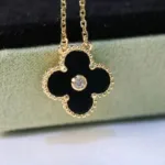 [Eternal Jewelry]CLOVER 15MM DIAMOND ONYX NECKLACE - 图片 3