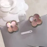[Eternal Jewelry]CLOVER MEDIUM 1 MOTIFS  PINK MOP DIAMOND EARRINGS - 图片 2