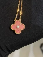 [Eternal Jewelry]CLOVER 15MM DIAMOND RHODONITE NECKLACE - 图片 3