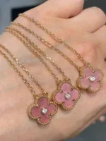 [Eternal Jewelry]CLOVER 15MM DIAMOND RHODONITE NECKLACE - 图片 4