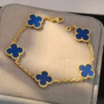 [Eternal Jewelry]CLOVER 5 MOTIFS BLUE AGATE BRACELET - 图片 5