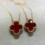 [Eternal Jewelry]CLOVER 15MM CARNELIAN SINGLE FLOWER NECKLACE - 图片 4
