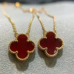 [Eternal Jewelry]CLOVER 15MM CARNELIAN SINGLE FLOWER NECKLACE - 图片 5