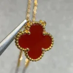 [Eternal Jewelry]CLOVER 15MM CARNELIAN SINGLE FLOWER NECKLACE - 图片 6