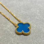 [Eternal Jewelry]CLOVER 15MM BLUE AGATE NECKLACE - 图片 2