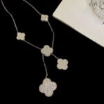 [Eternal Jewelry]CLOVER 5 MOTIFS SILVER DIAMONDS NECKLACE