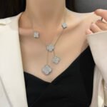 [Eternal Jewelry]CLOVER 5 MOTIFS SILVER DIAMONDS NECKLACE - 图片 10