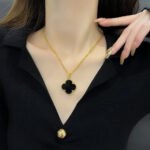 [Eternal Jewelry]CLOVER 25MM NECKLACE GOLD ONYX - 图片 2
