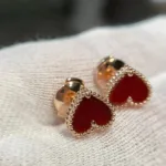 [Eternal Jewelry]HEART CARNELIAN STUD EARRINGS