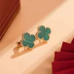 [Eternal Jewelry]CLOVER MEDIUM 1 MOTIFS MALACHITE  EARRINGS - 图片 5