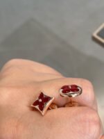 [Eternal Jewelry]STAR AND SUN PINK GOLD CARNELIAN STUD EARRINGS - 图片 2