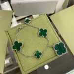 [Eternal Jewelry]CLOVER 5 MOTIFS SIVLER MALACHITE BRACELET - 图片 3