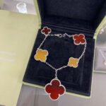 [Eternal Jewelry]CLOVER 5 MOTIFS SIVLER CARNELIAN TIGER EYE BRACELET - 图片 2