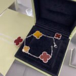 [Eternal Jewelry]CLOVER 5 MOTIFS SIVLER CARNELIAN TIGER EYE BRACELET - 图片 4
