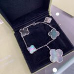 [Eternal Jewelry]CLOVER 5 MOTIFS SIVLER DARK MOP BRACELET - 图片 3