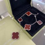 [Eternal Jewelry]CLOVER 5 MOTIFS SIVLER CARNELIAN BRACELET - 图片 2