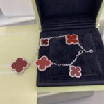 [Eternal Jewelry]CLOVER 5 MOTIFS SIVLER CARNELIAN BRACELET - 图片 3