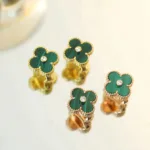 [Eternal Jewelry]CLOVER MEDIUM 1 MOTIFS MALACHITE DIAMOND EARRINGS - 图片 2