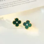 [Eternal Jewelry]CLOVER MEDIUM 1 MOTIFS MALACHITE DIAMOND EARRINGS - 图片 5
