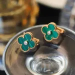 [Eternal Jewelry]CLOVER MEDIUM 1 MOTIFS MALACHITE DIAMOND EARRINGS - 图片 6
