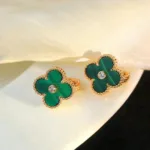 [Eternal Jewelry]CLOVER MEDIUM 1 MOTIFS MALACHITE DIAMOND EARRINGS - 图片 7
