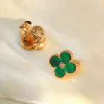 [Eternal Jewelry]CLOVER MEDIUM 1 MOTIFS MALACHITE DIAMOND EARRINGS - 图片 8