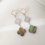 [Eternal Jewelry]CLOVER 3 MOTIFS CHALCEDONY DARK MOP SILVER EARRINGS