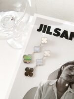 [Eternal Jewelry]CLOVER 3 MOTIFS CHALCEDONY DARK MOP SILVER EARRINGS - 图片 7