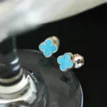 [Eternal Jewelry]CLOVER MINI 9.5MM ONYX STUD EARRINGS SILVER - 图片 4