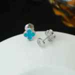 [Eternal Jewelry]CLOVER MINI 9.5MM ONYX STUD EARRINGS SILVER - 图片 5