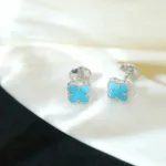 [Eternal Jewelry]CLOVER MINI 9.5MM ONYX STUD EARRINGS SILVER - 图片 2