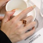 [Eternal Jewelry]CLOVER CARNELIAN RING ROSE GOLD DIAMOND - 图片 2