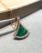 [Eternal Jewelry]DREAM MALACHITE DIAMOND PAVED PINK GOLD NECKLACE - 图片 2