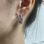 [Eternal Jewelry]LOVE CERAMIC DIAMOND PAVED SILVER EARRINGS - 图片 4