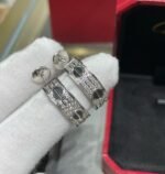 [Eternal Jewelry]LOVE CERAMIC DIAMOND PAVED SILVER EARRINGS - 图片 5