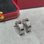 [Eternal Jewelry]LOVE CERAMIC DIAMOND PAVED SILVER EARRINGS - 图片 2
