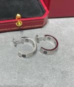 [Eternal Jewelry]LOVE CERAMIC DIAMOND PAVED SILVER EARRINGS - 图片 8
